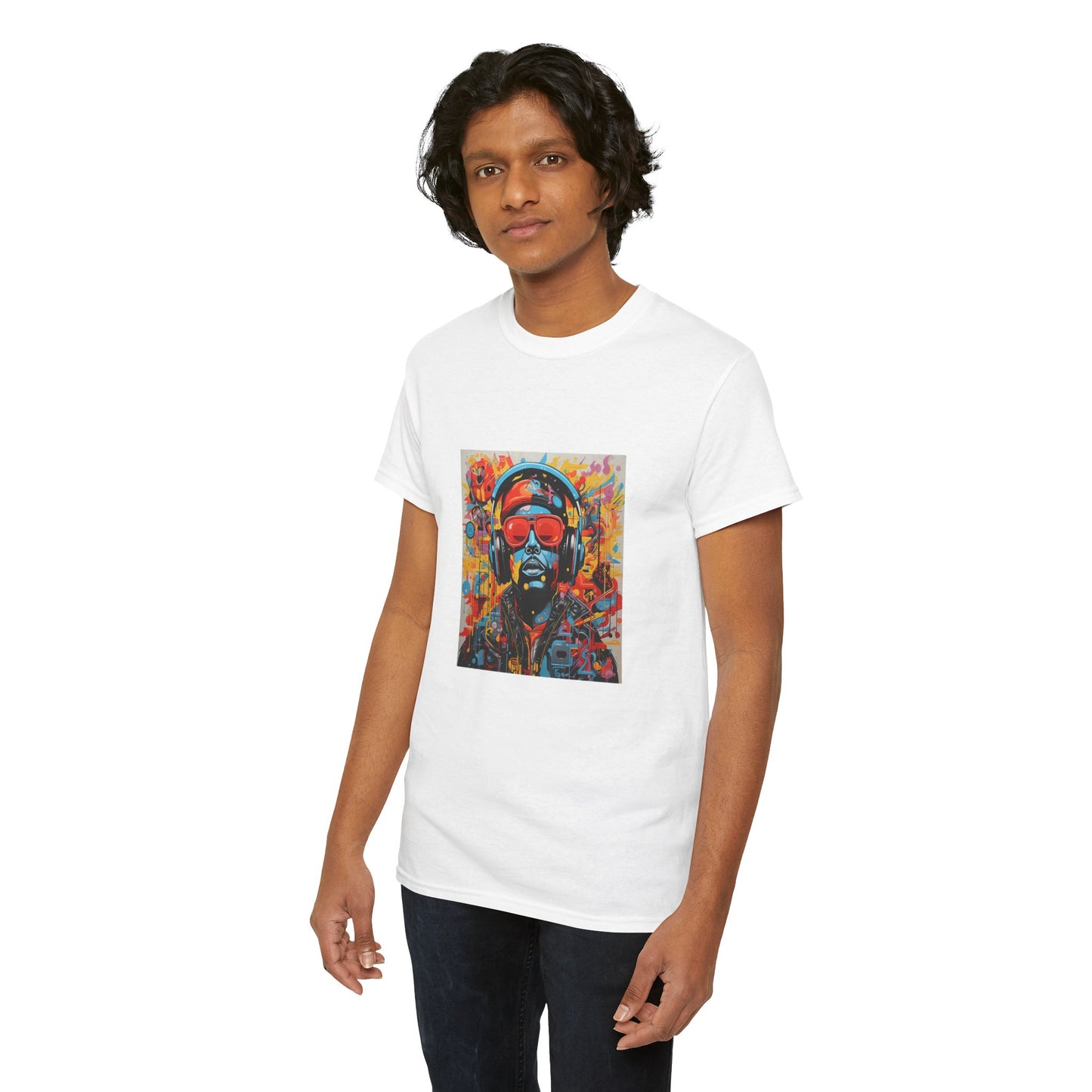 Vibrant Unisex Heavy Cotton Tee - Colorful Music & Travel Art