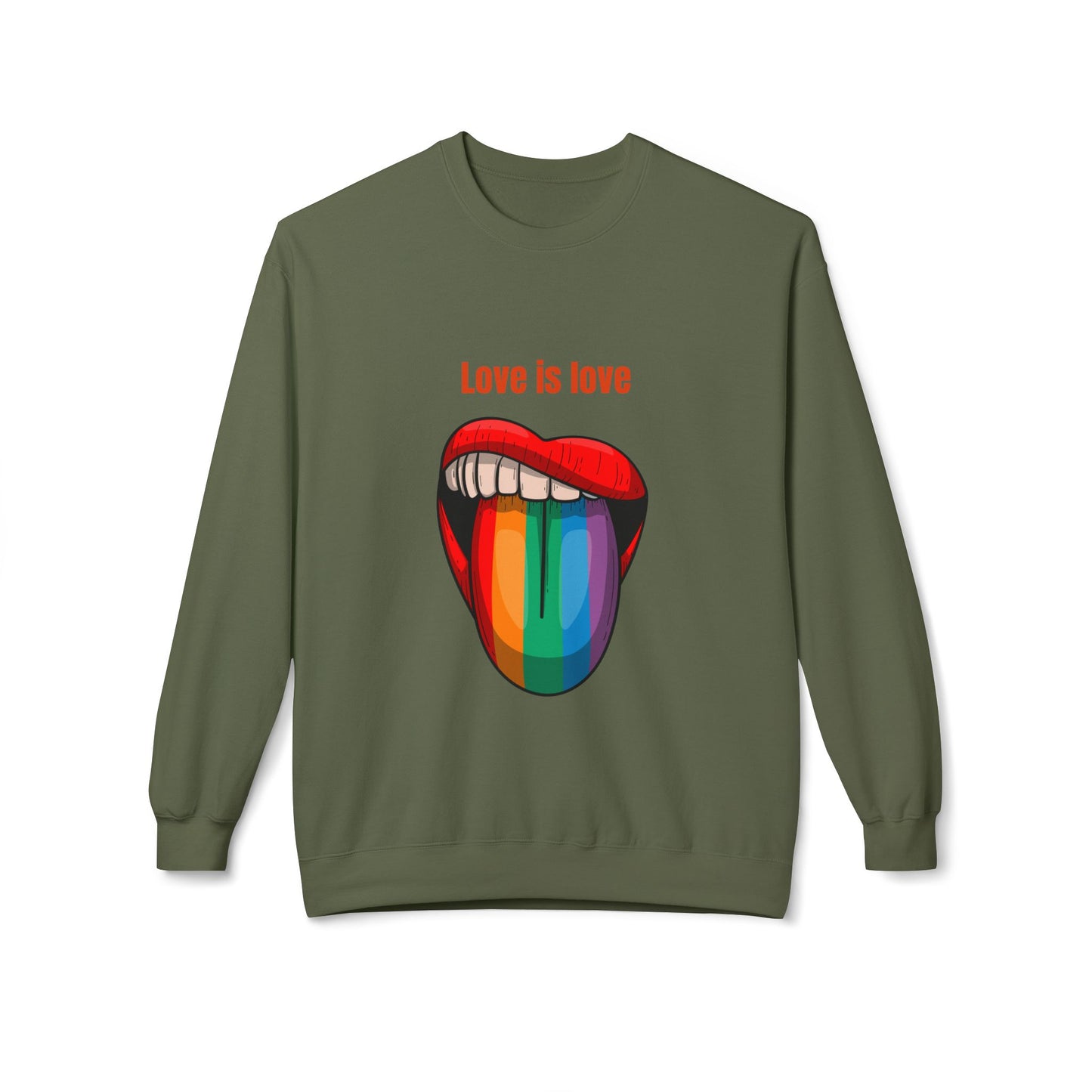 Rainbow Love Is Love Sweatshirt - Unisex Midweight Fleece Crewneck