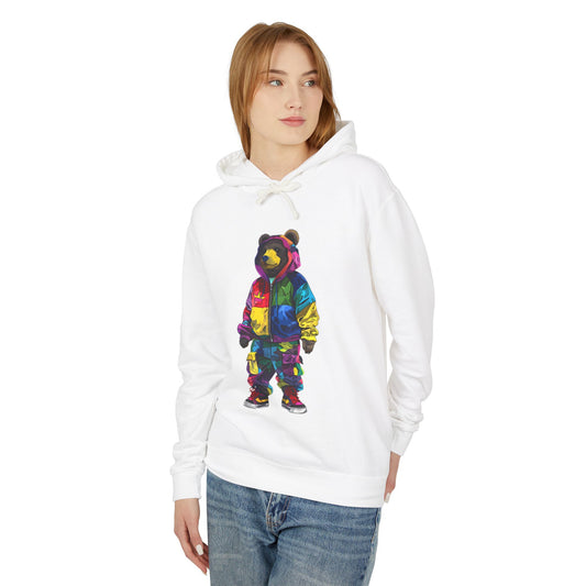 Colorful Bear Graphic Unisex Lightweight Hooded Sweatshirt