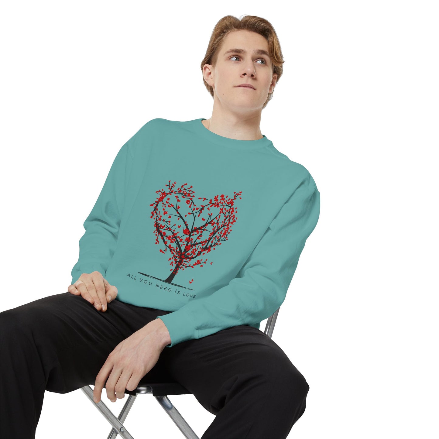 Heartfelt Love Sweatshirt - Unisex Garment-Dyed Sweatshirt for Comfort and Connection