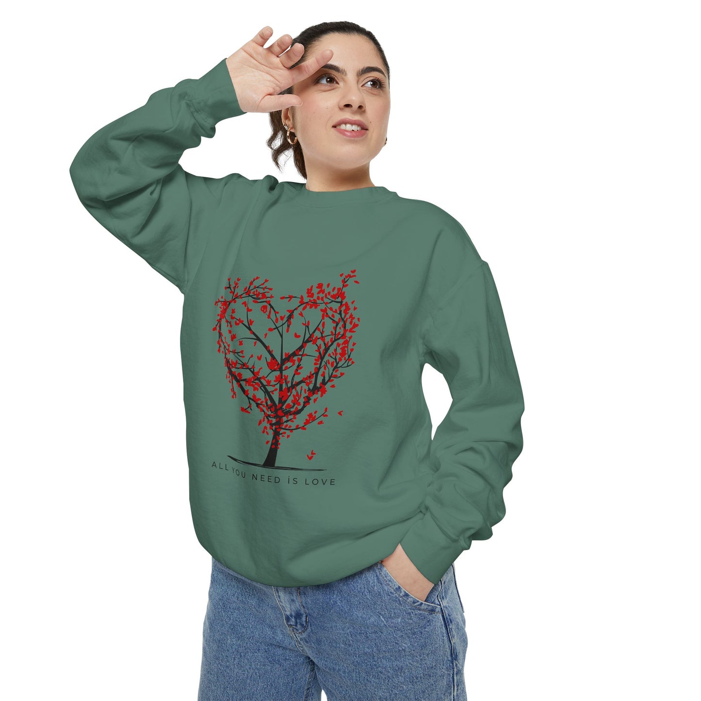 Heartfelt Love Sweatshirt - Unisex Garment-Dyed Sweatshirt for Comfort and Connection