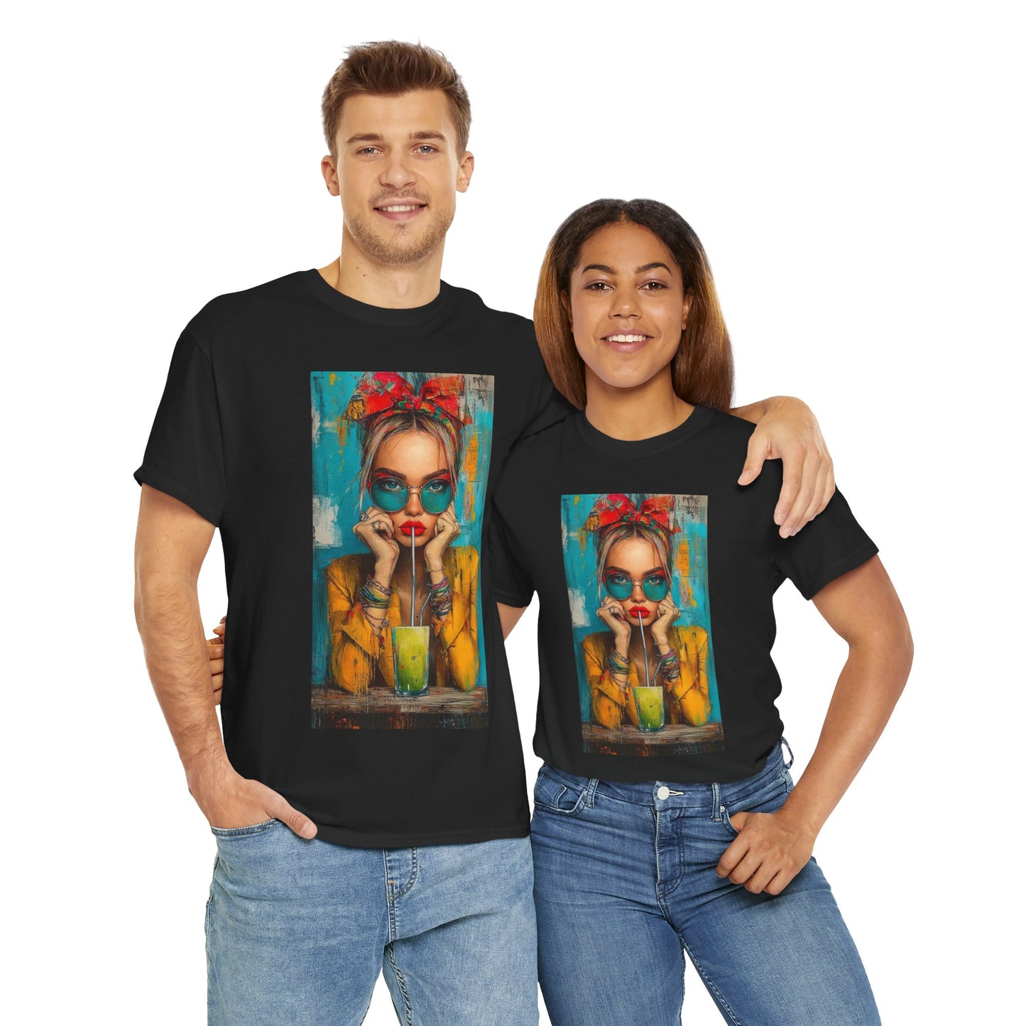 Chic Summer Vibes Unisex Heavy Cotton Tee with Colorful Art