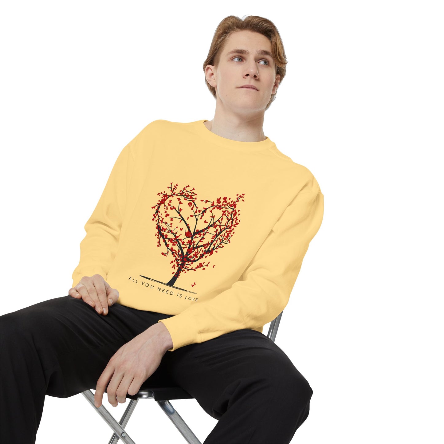 Heartfelt Love Sweatshirt - Unisex Garment-Dyed Sweatshirt for Comfort and Connection