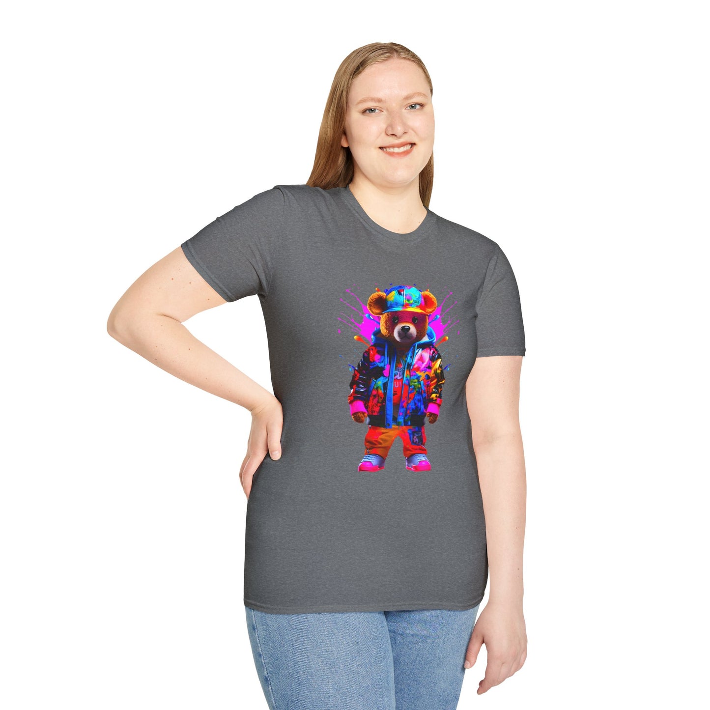 Vibrant Bear Graphic Unisex Softstyle T-Shirt - Perfect for Casual Wear and Gifts