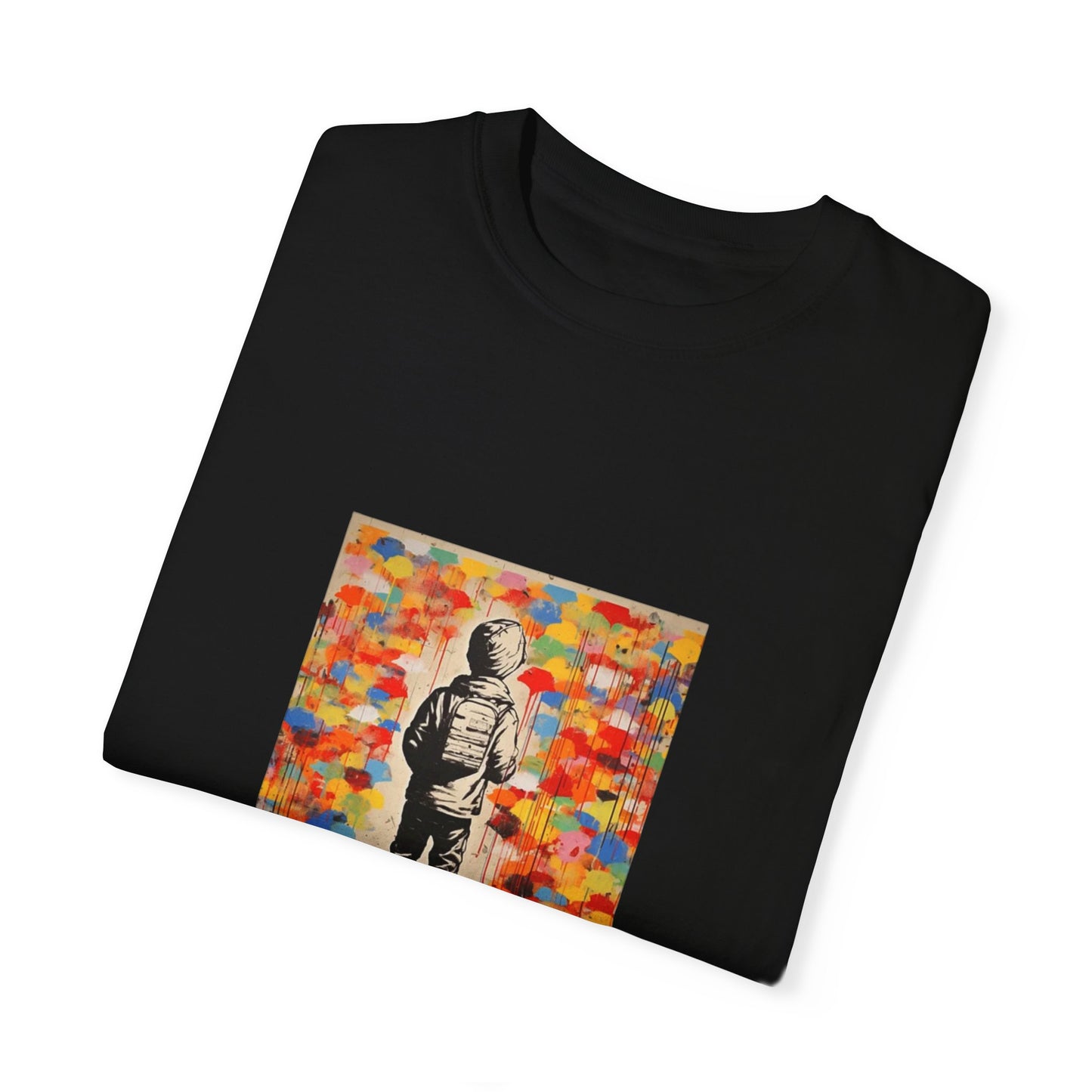 Garment-Dyed Unisex T-Shirt with Colorful Street Art Print