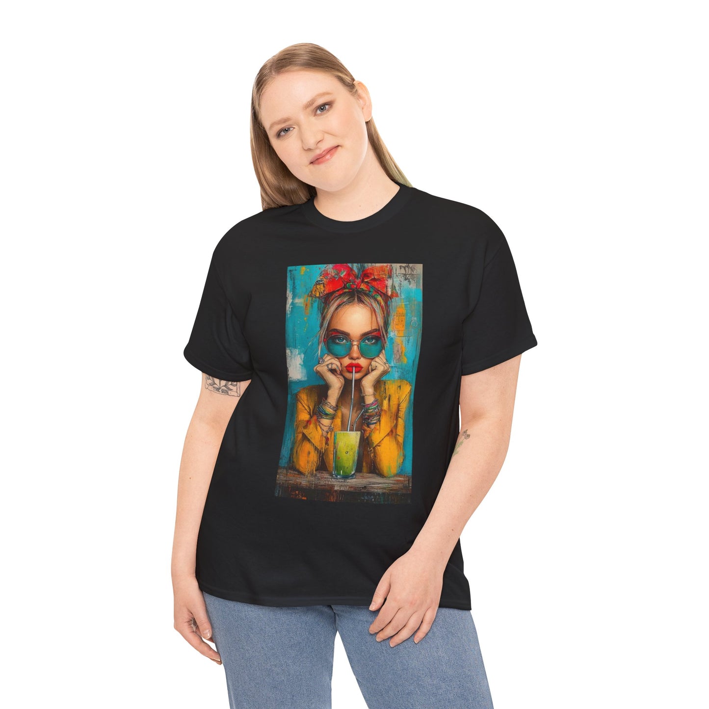 Chic Summer Vibes Unisex Heavy Cotton Tee with Colorful Art