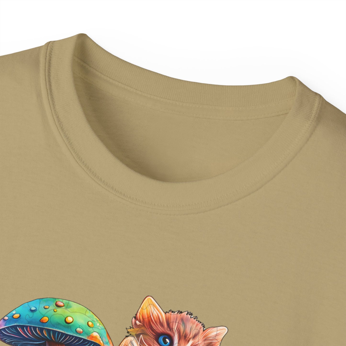 Colorful Cat Mushroom Unisex Ultra Cotton Tee - Whimsical T-Shirt for Cat Lovers