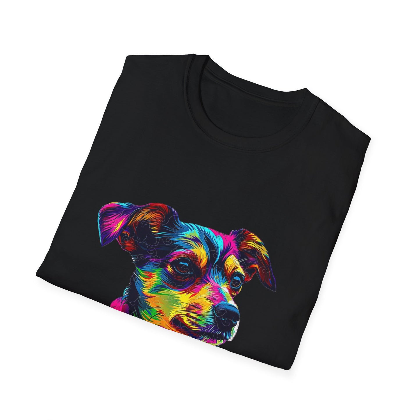 Colorful Dog Art Unisex Softstyle T-Shirt - Perfect Gift for Pet Lovers