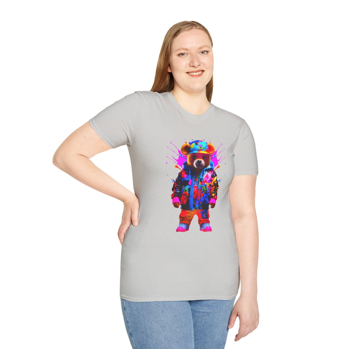 Vibrant Bear Graphic Unisex Softstyle T-Shirt - Perfect for Casual Wear and Gifts