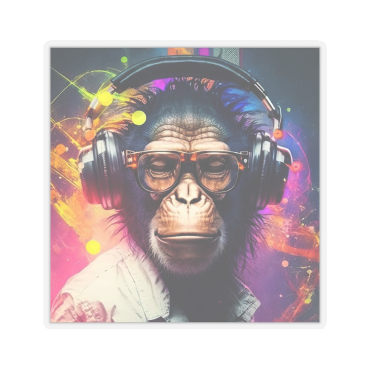 Vibrant Monkey Headphones Kiss-Cut Stickers for Music Lovers