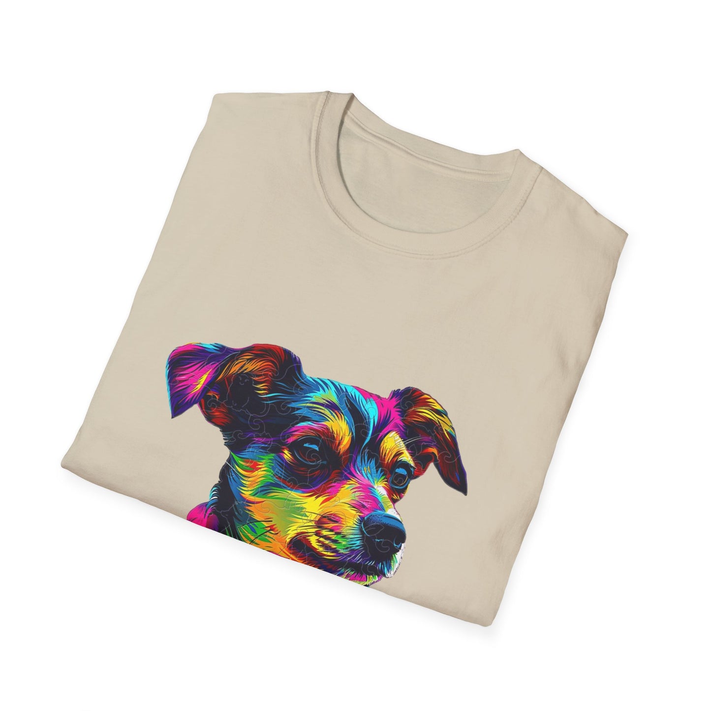 Colorful Dog Art Unisex Softstyle T-Shirt - Perfect Gift for Pet Lovers