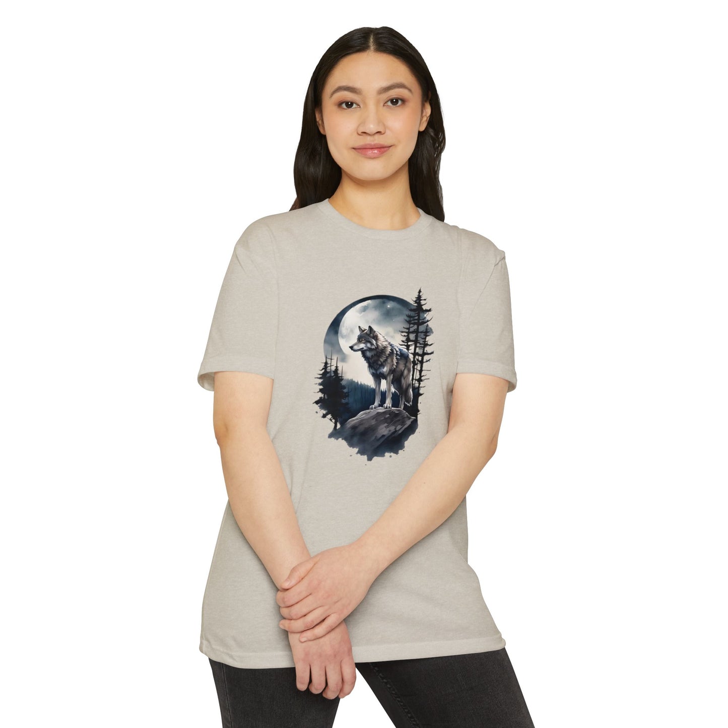 Wolf Howling Moon Unisex T-Shirt - Nature-Inspired Graphic Tee