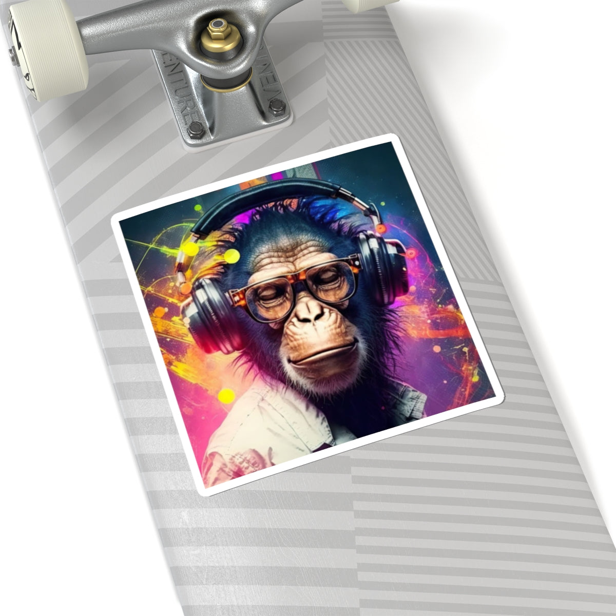 Vibrant Monkey Headphones Kiss-Cut Stickers for Music Lovers