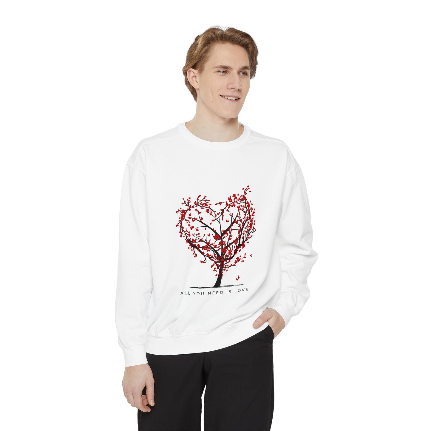 Heartfelt Love Sweatshirt - Unisex Garment-Dyed Sweatshirt for Comfort and Connection