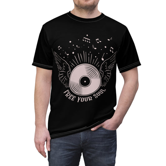 Music-Inspired Unisex Cut & Sew Tee - 'Free Your Soul' Graphic T-Shirt