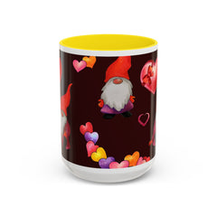 Valentine's Gnome Coffee Mug - Cute 11oz & 15oz Accent Mug with Hearts