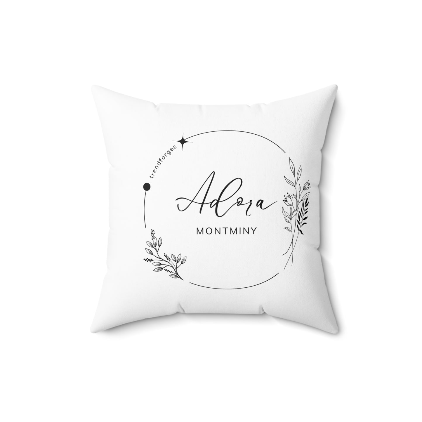 Personalized Floral Design Square Pillow - Custom Name Throw Pillow