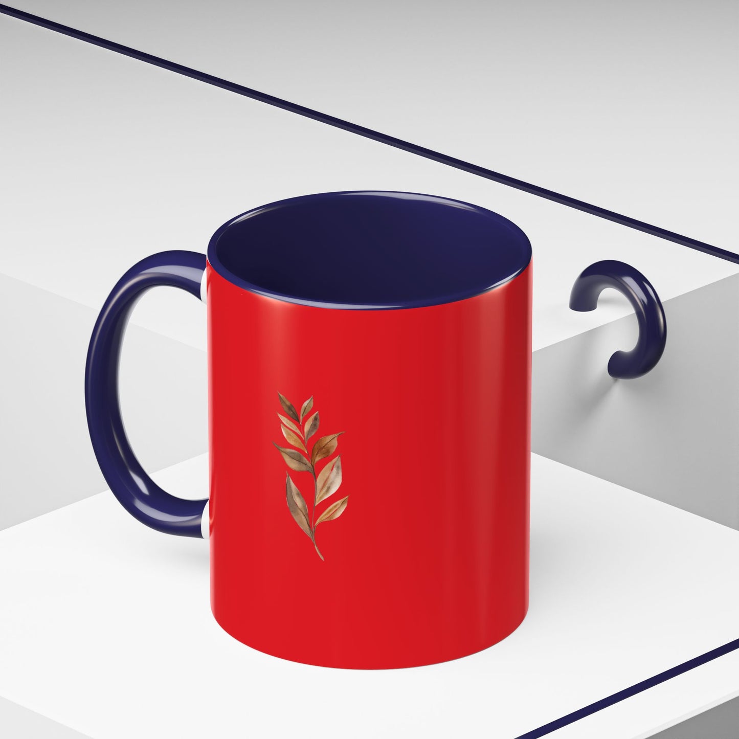 Vibrant Accent Coffee Mug with Leaf Design – Perfect for Home and Office