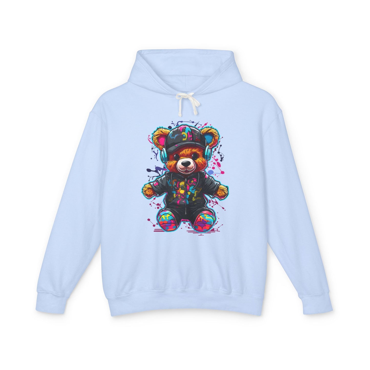 Colorful Bear Graphic Unisex Lightweight Hooded Sweatshirt