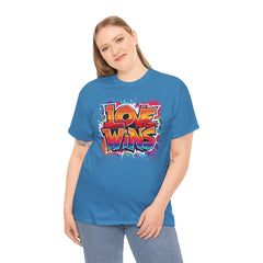Love Wins Unisex Heavy Cotton Tee - Colorful Graphic Tee for Pride and Self-Expression