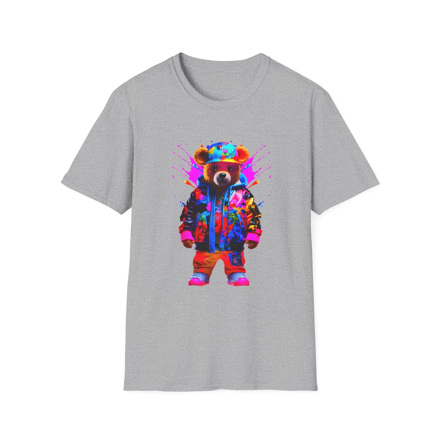 Vibrant Bear Graphic Unisex Softstyle T-Shirt - Perfect for Casual Wear and Gifts