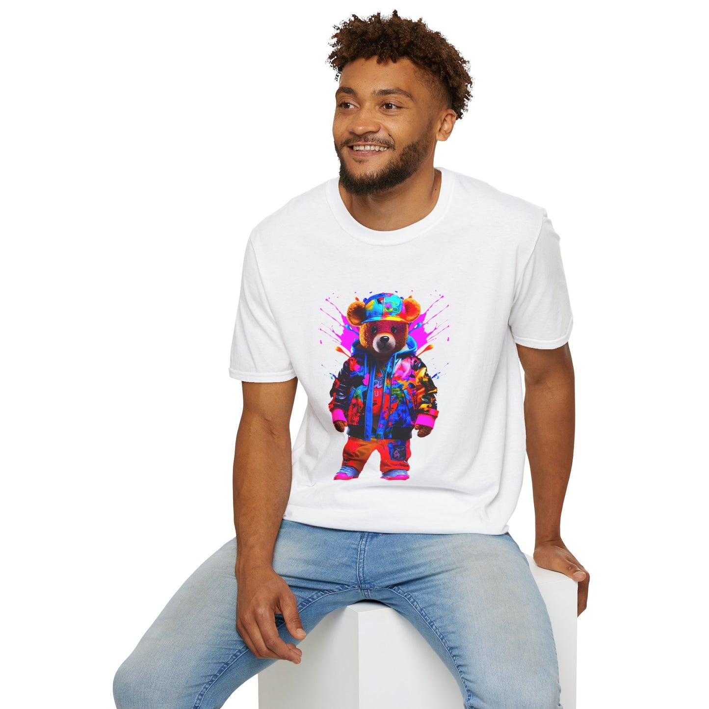 Vibrant Bear Graphic Unisex Softstyle T-Shirt - Perfect for Casual Wear and Gifts