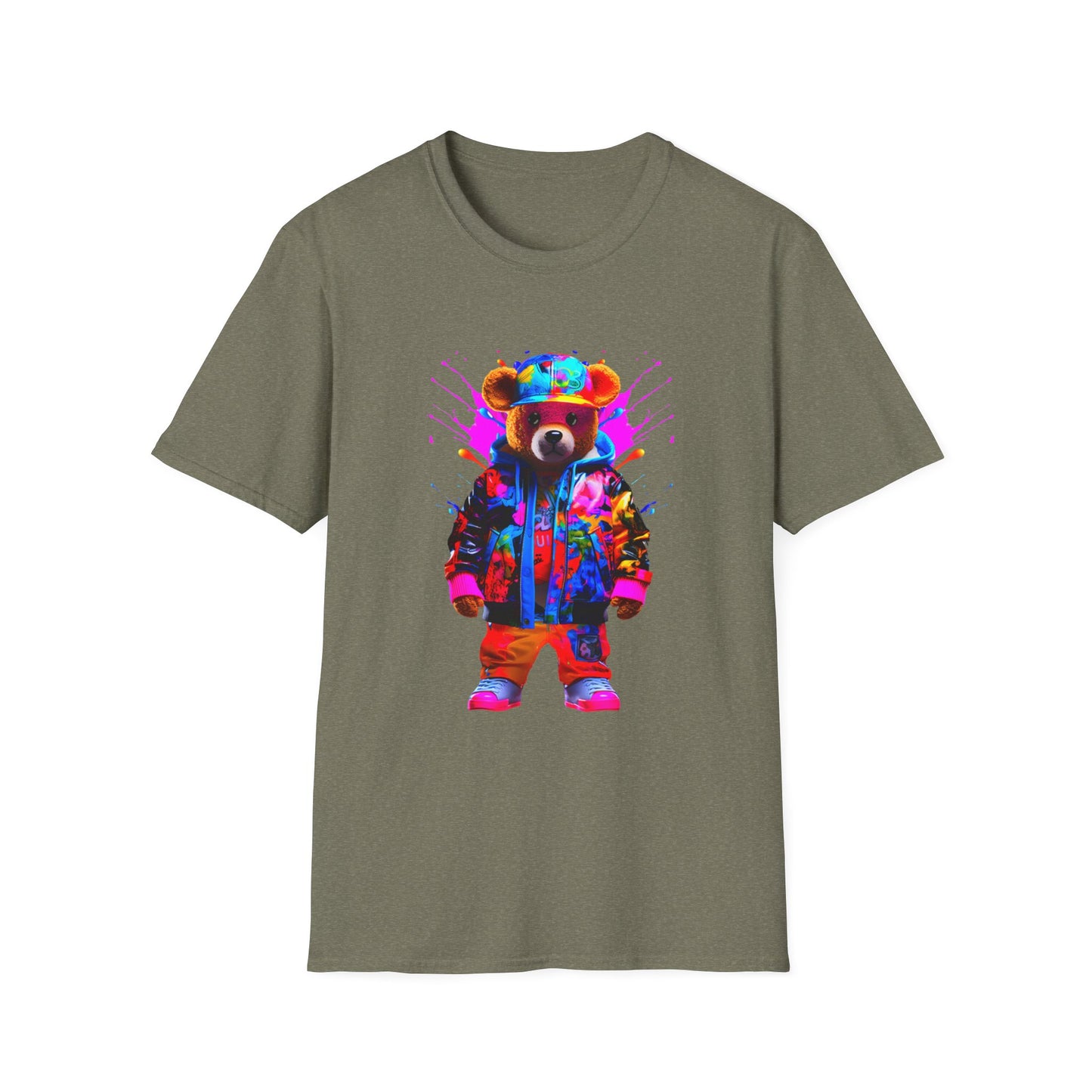 Vibrant Bear Graphic Unisex Softstyle T-Shirt - Perfect for Casual Wear and Gifts