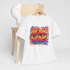Love Wins Unisex Heavy Cotton Tee - Colorful Graphic Tee for Pride and Self-Expression