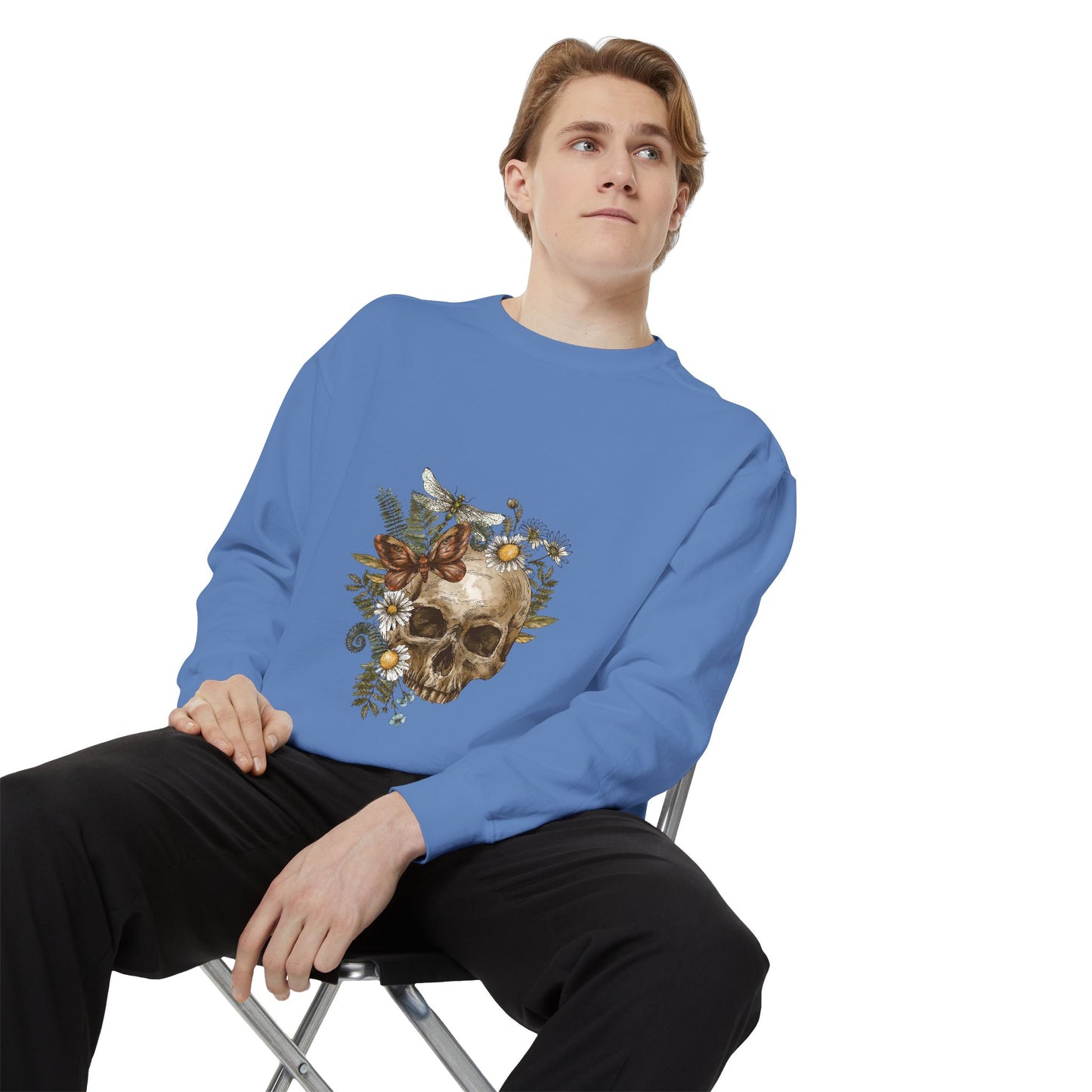 Boho Skull Floral Unisex Sweatshirt - Garden-Inspired Cozy Crew