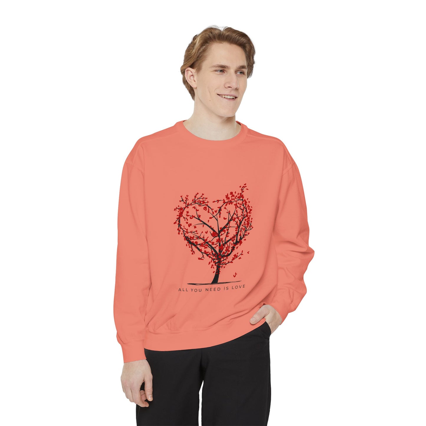 Heartfelt Love Sweatshirt - Unisex Garment-Dyed Sweatshirt for Comfort and Connection