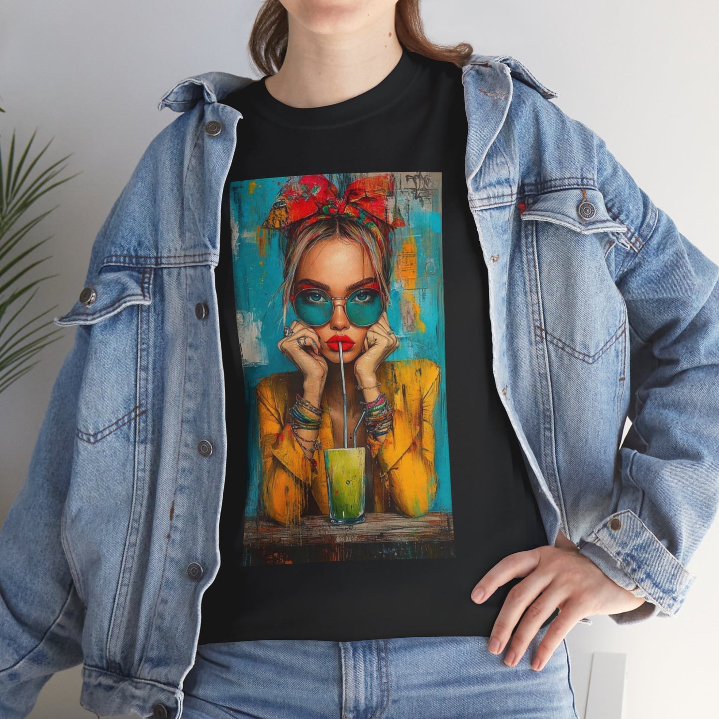 Chic Summer Vibes Unisex Heavy Cotton Tee with Colorful Art