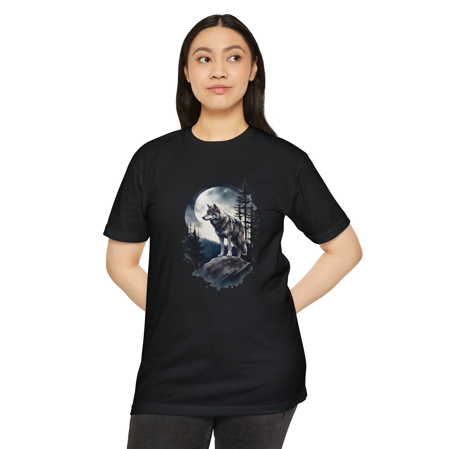 Wolf Howling Moon Unisex T-Shirt - Nature-Inspired Graphic Tee