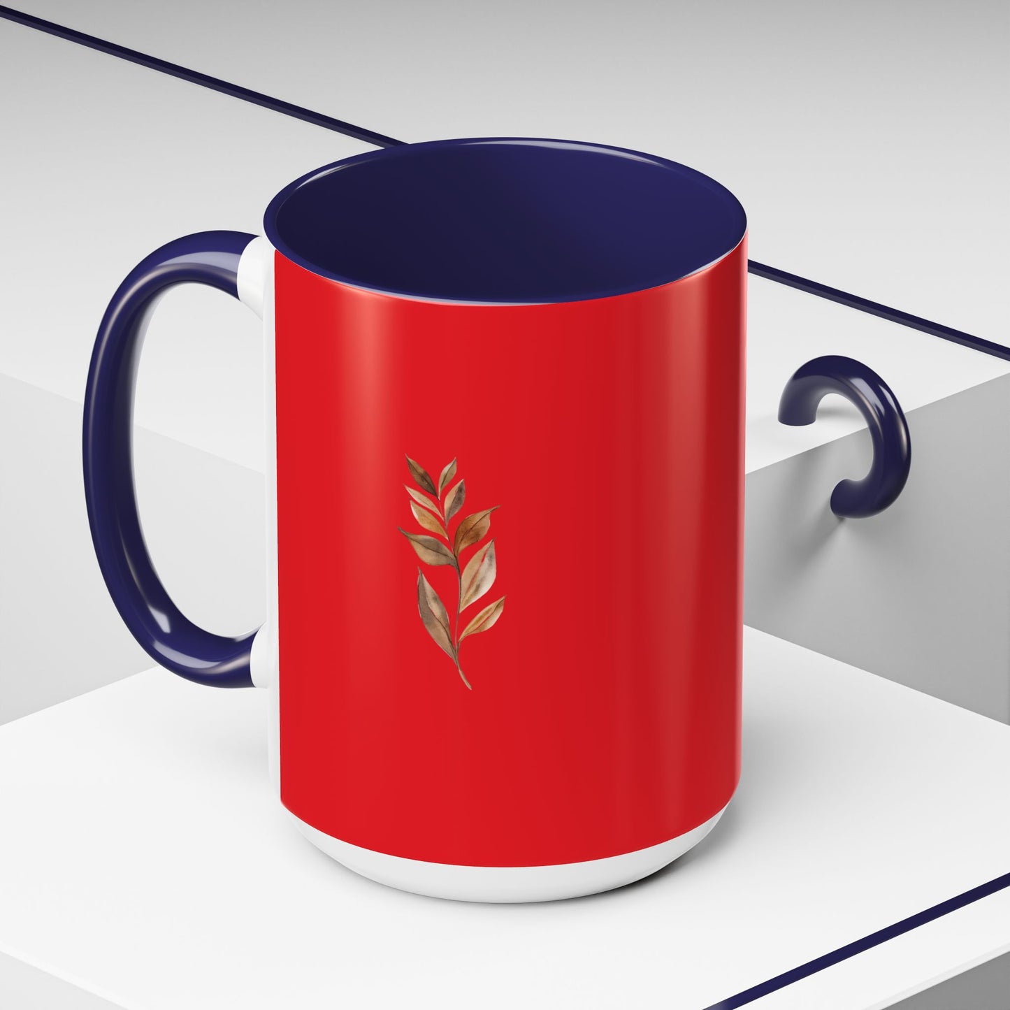 Vibrant Accent Coffee Mug with Leaf Design – Perfect for Home and Office