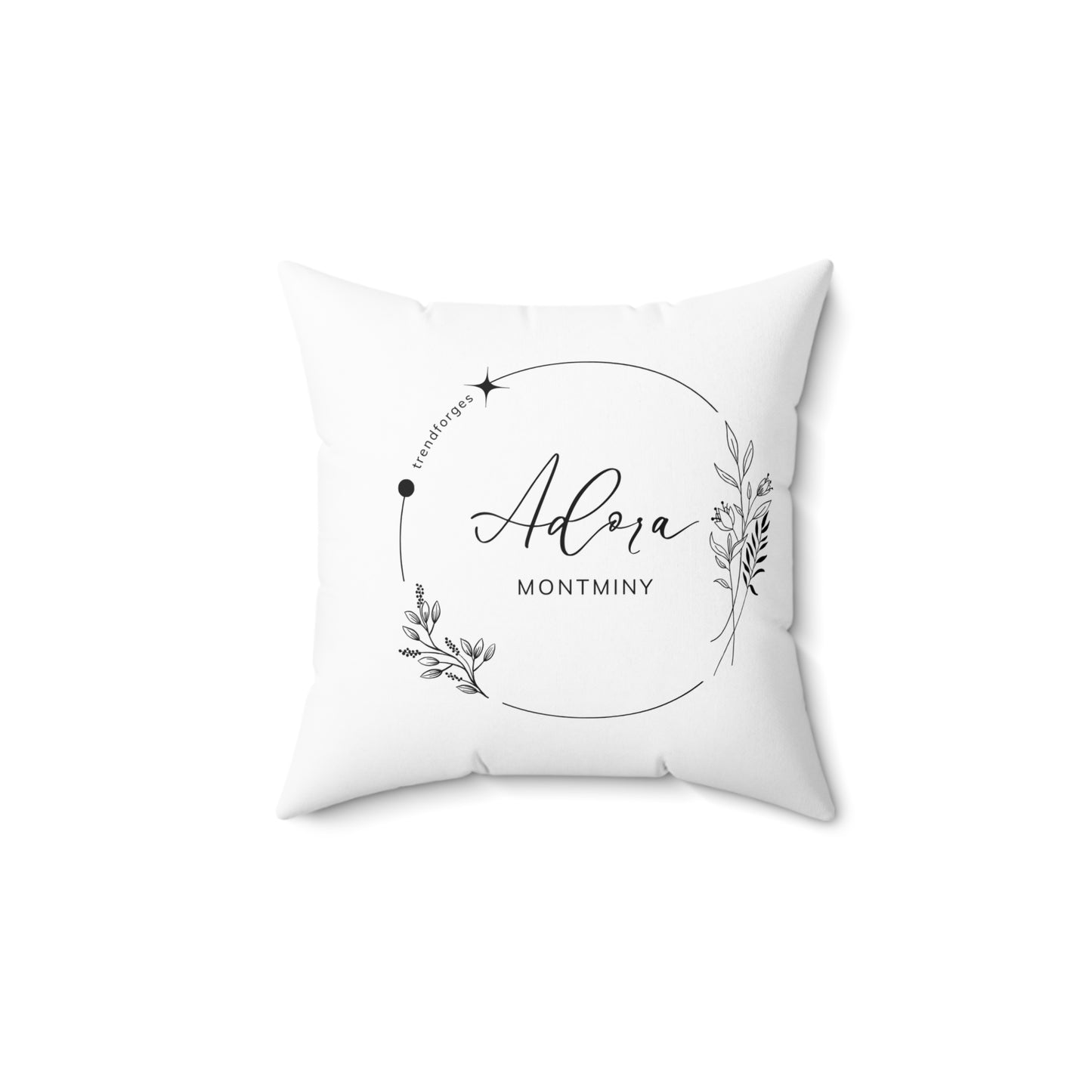 Personalized Floral Design Square Pillow - Custom Name Throw Pillow