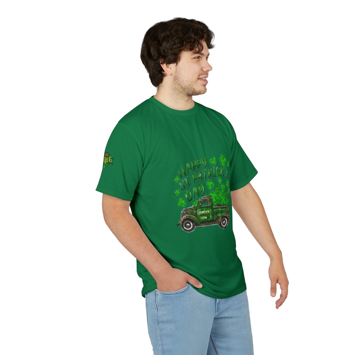 Happy St. Patrick's Day Unisex Cut & Sew Tee - Shamrock Design