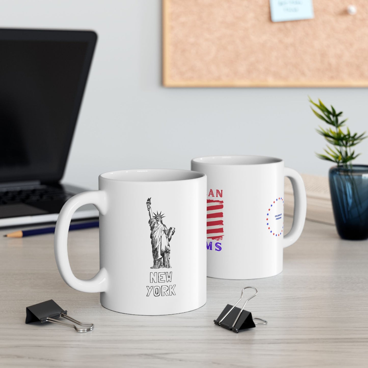 American Dreams Ceramic Mug - Patriotic Coffee Cup for Independence Day & Everyday Use