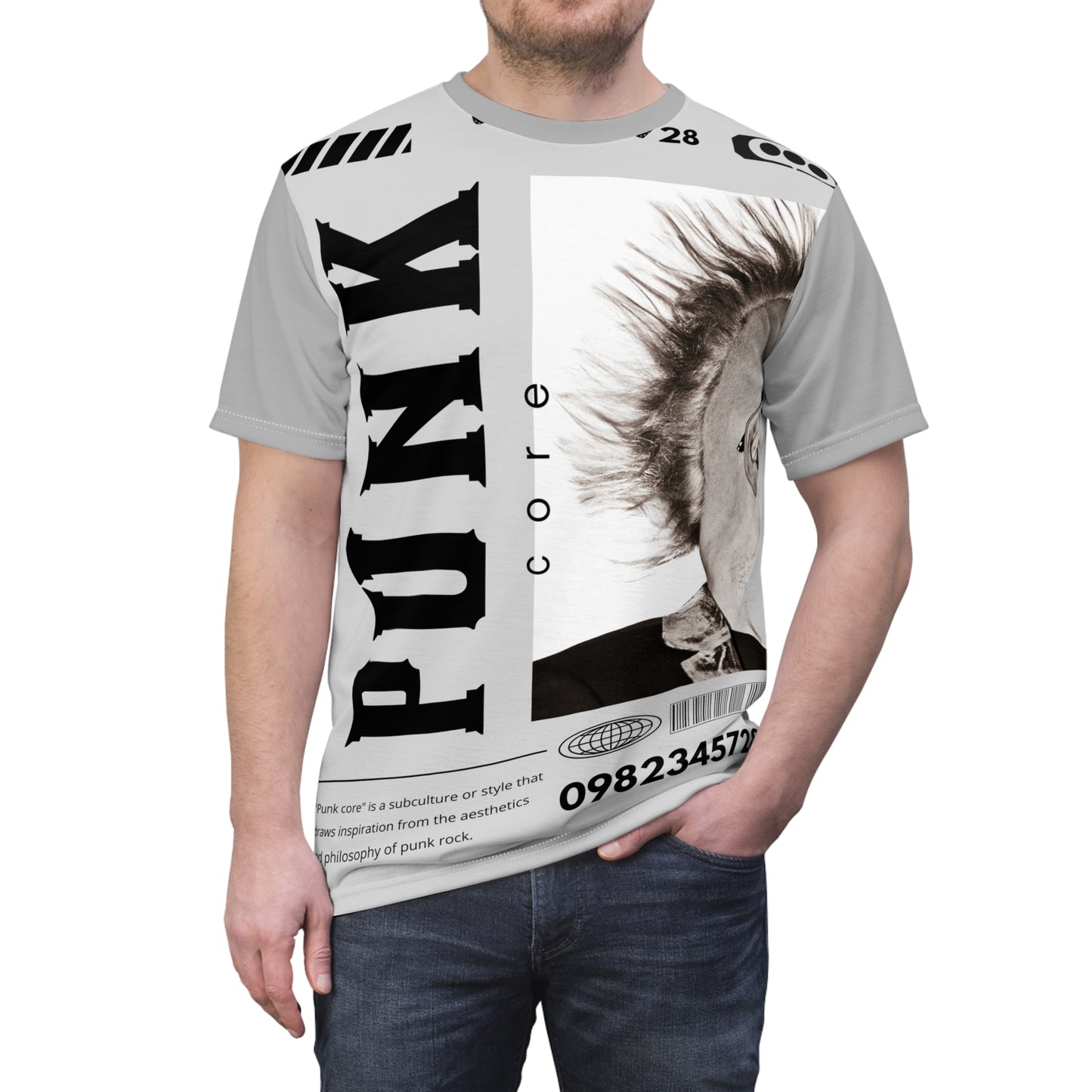 Punk Core Unisex Cut & Sew Tee - Edgy Graphic T-Shirt for Music Lovers