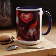 Valentine's Gnome Coffee Mug - Cute 11oz & 15oz Accent Mug with Hearts