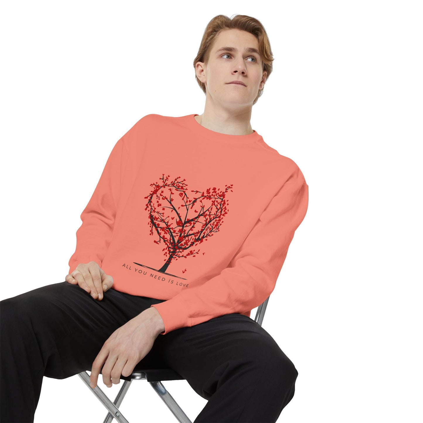 Heartfelt Love Sweatshirt - Unisex Garment-Dyed Sweatshirt for Comfort and Connection