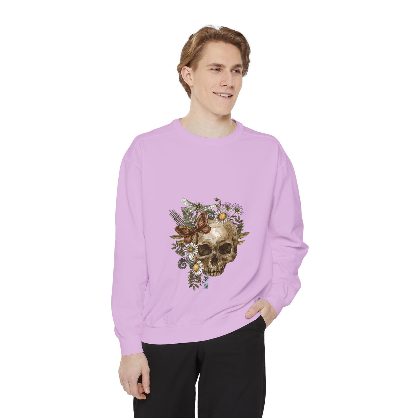 Boho Skull Floral Unisex Sweatshirt - Garden-Inspired Cozy Crew