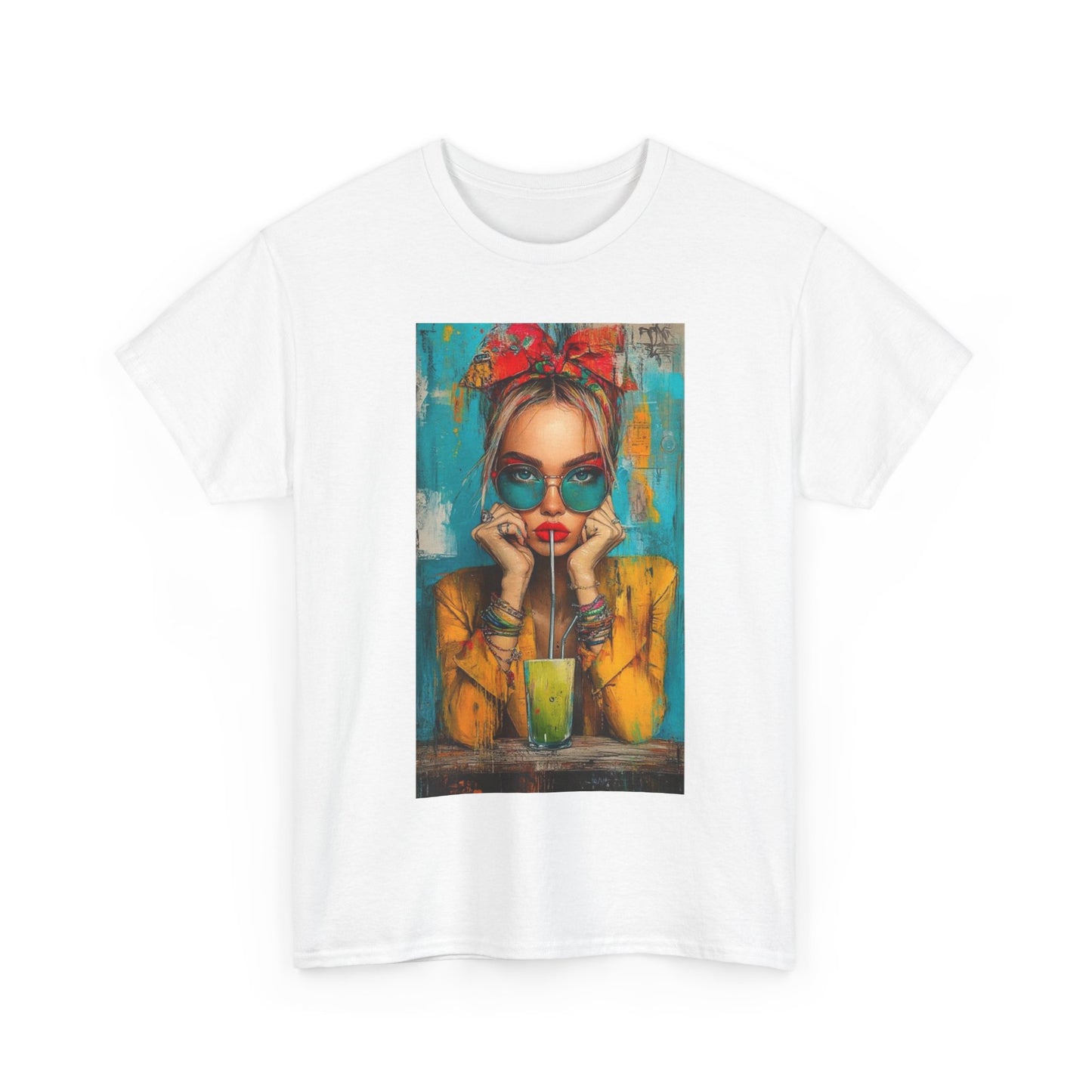 Chic Summer Vibes Unisex Heavy Cotton Tee with Colorful Art