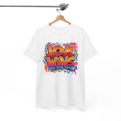 Love Wins Unisex Heavy Cotton Tee - Colorful Graphic Tee for Pride and Self-Expression