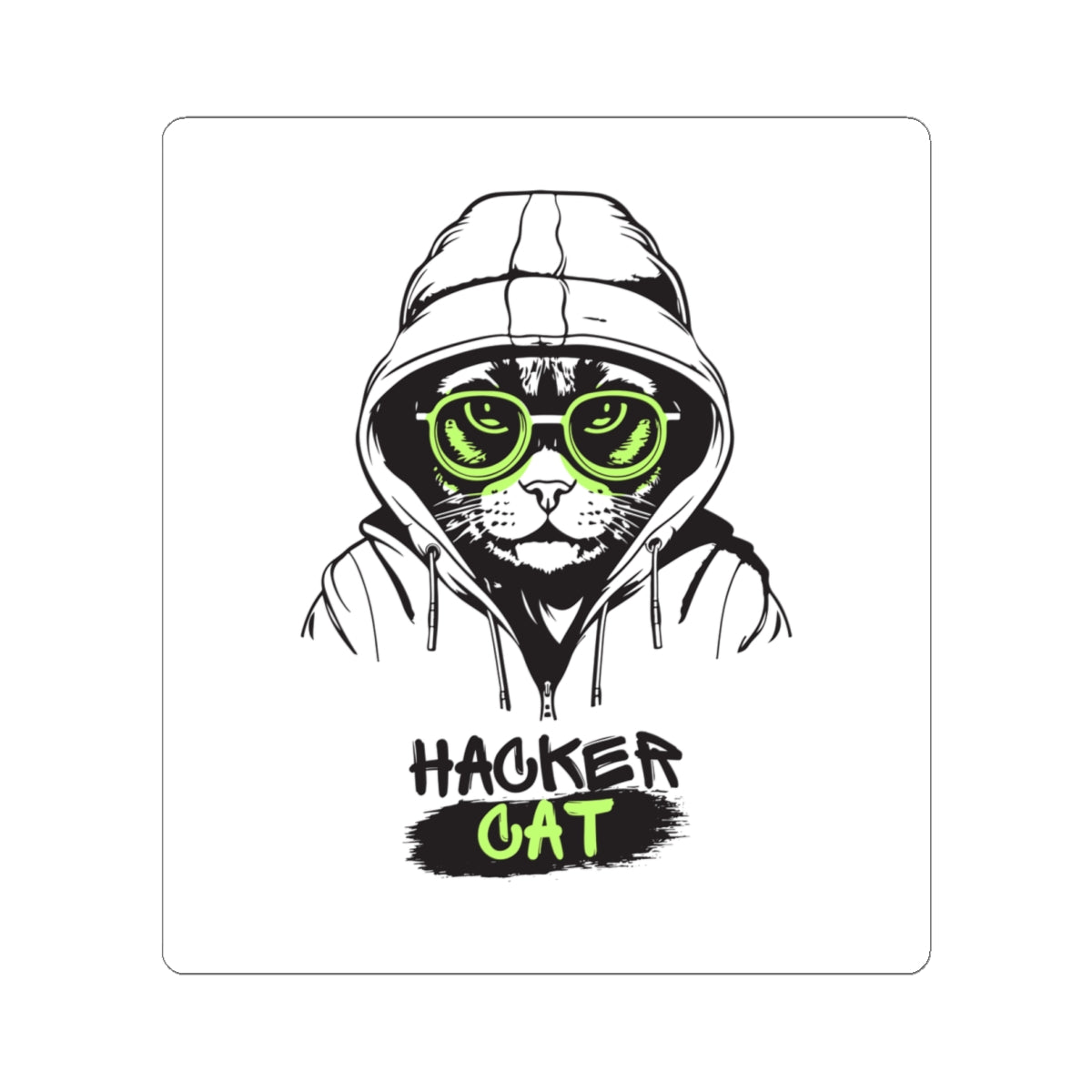 Hacker Cat Kiss-Cut Stickers | Cool Cat Art for Tech Lovers