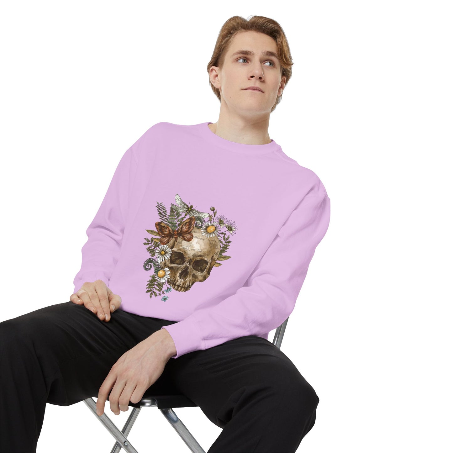 Boho Skull Floral Unisex Sweatshirt - Garden-Inspired Cozy Crew