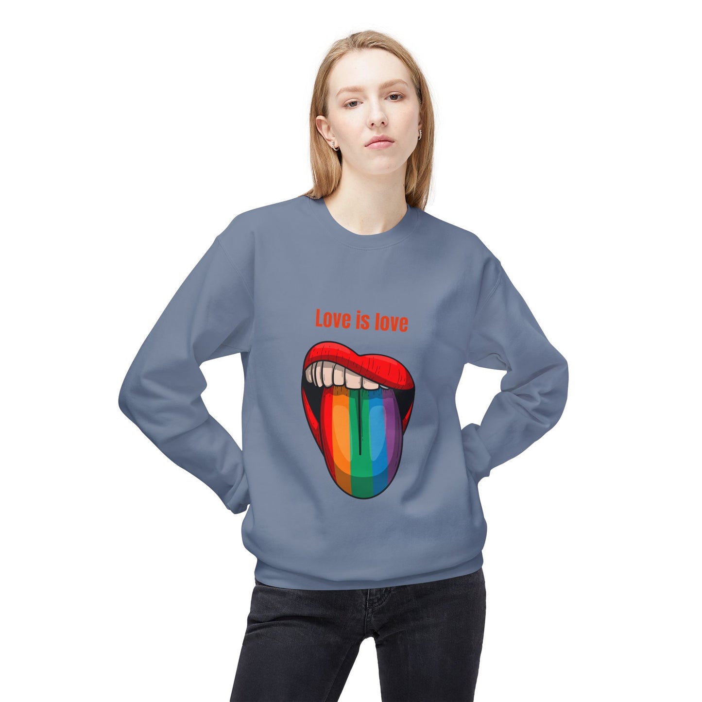 Rainbow Love Is Love Sweatshirt - Unisex Midweight Fleece Crewneck