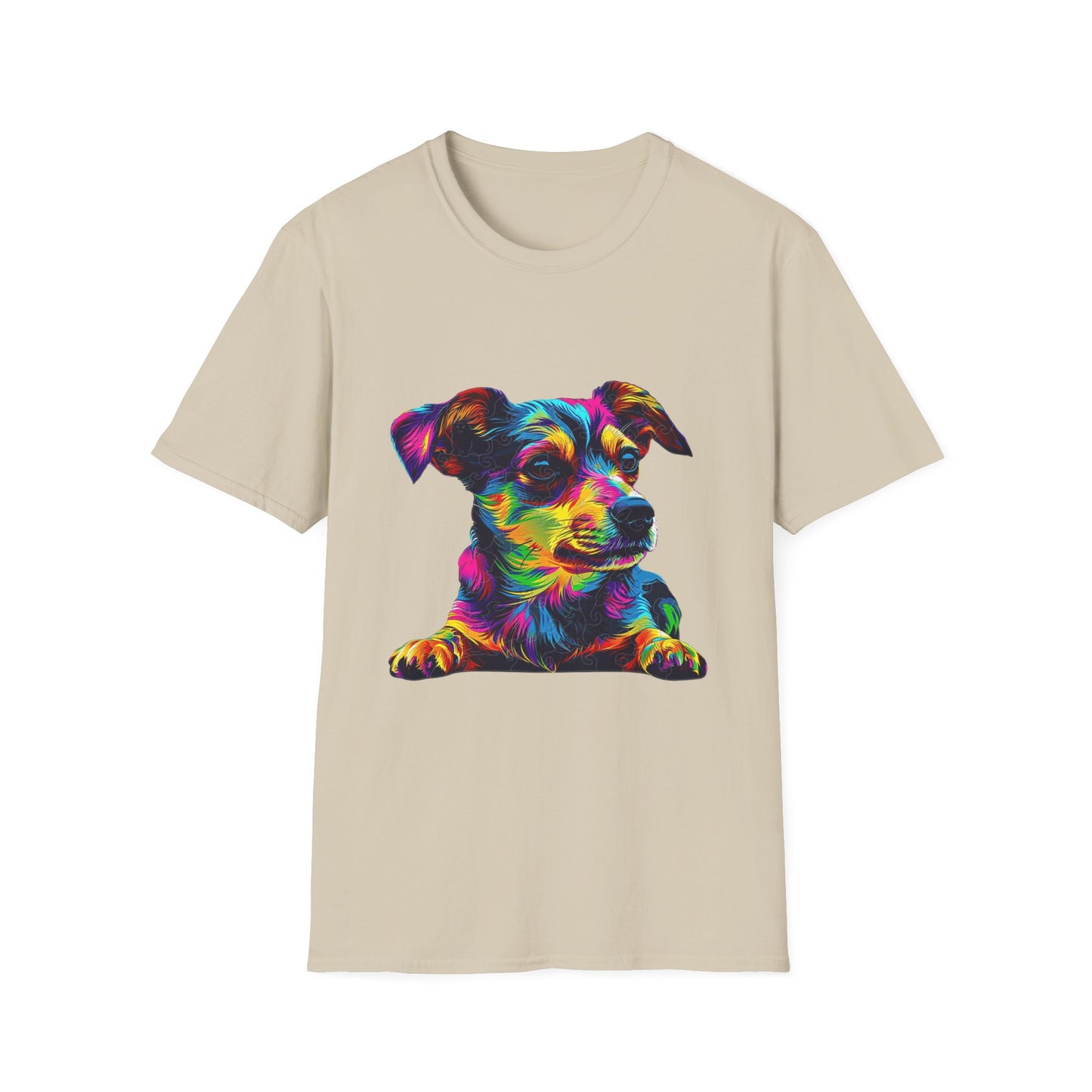 Colorful Dog Art Unisex Softstyle T-Shirt - Perfect Gift for Pet Lovers