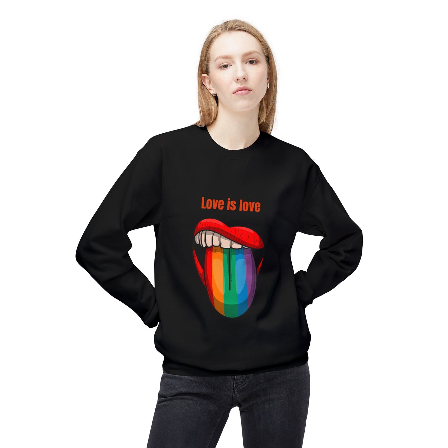 Rainbow Love Is Love Sweatshirt - Unisex Midweight Fleece Crewneck