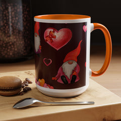 Valentine's Gnome Coffee Mug - Cute 11oz & 15oz Accent Mug with Hearts