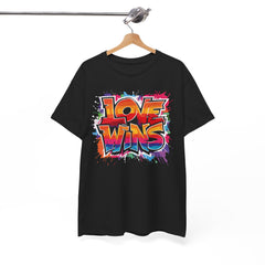 Love Wins Unisex Heavy Cotton Tee - Colorful Graphic Tee for Pride and Self-Expression