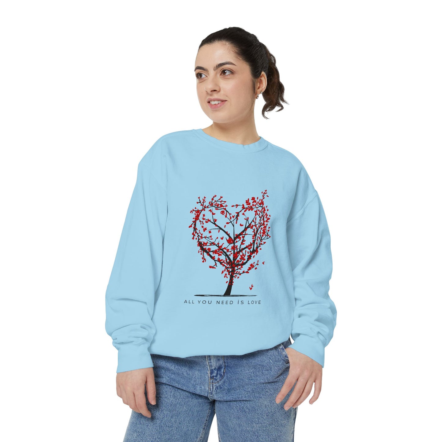 Heartfelt Love Sweatshirt - Unisex Garment-Dyed Sweatshirt for Comfort and Connection